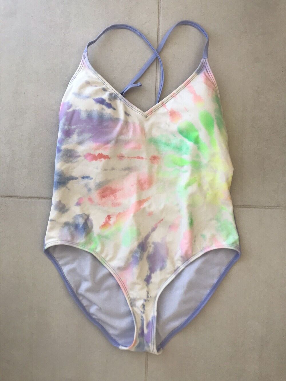 Salt + Cove One Piece Swimsuit Lace Up Back Nights Light Print